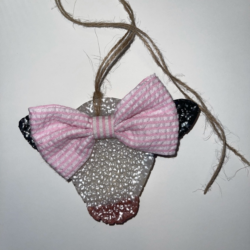 Car freshie!! Leather cow with bow